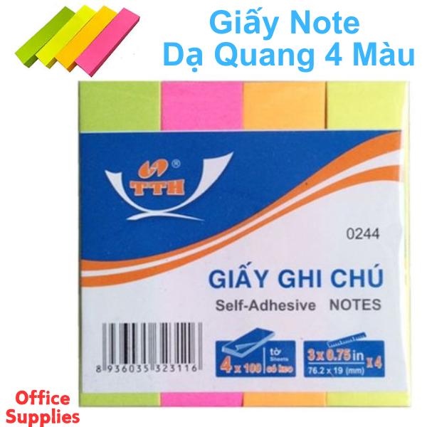 Giấy ghi chú dạ quang 4 màu (19mm x 75mm) TTH - 0244