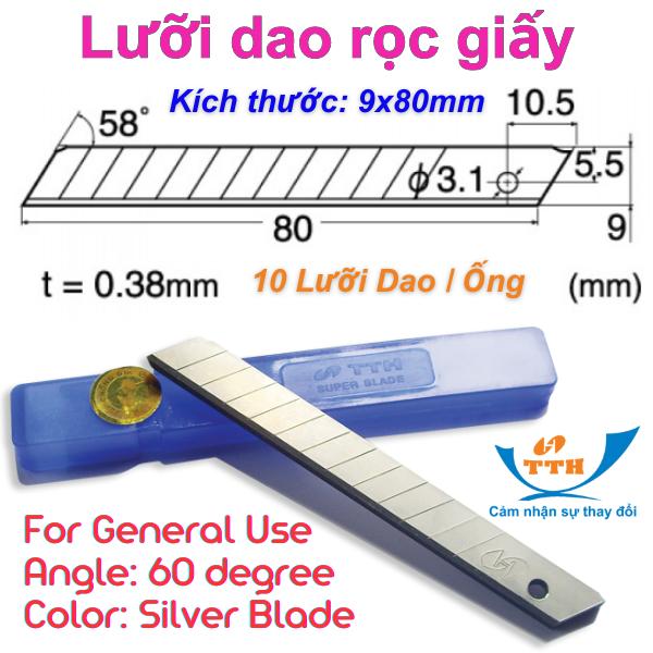 Lưỡi dao rọc giấy 60 độ 9mm TTH - 2203C
