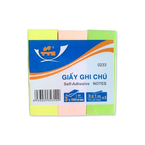 Giấy ghi chú 3 màu dạ quang (3x1 Inches) TTH - 0233