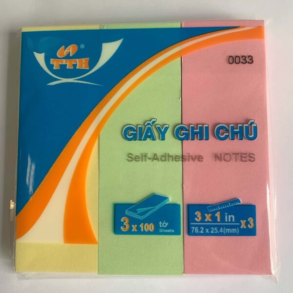 Giấy ghi chú 3 màu (25x75 mm) TTH - 0033