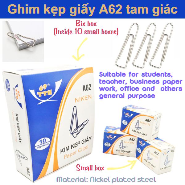 Ghim cài giấy , kim kẹp giấy đầu tam giác TTH - A62